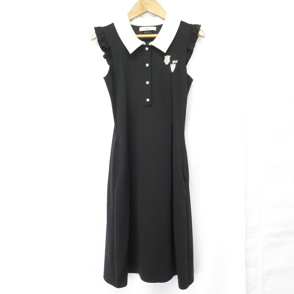 Reneルネ トップス　34 ホワイト パールボタン　未使用 美品 Rene Relax ルネ リラックス パールボタン 白襟付き ワンピース