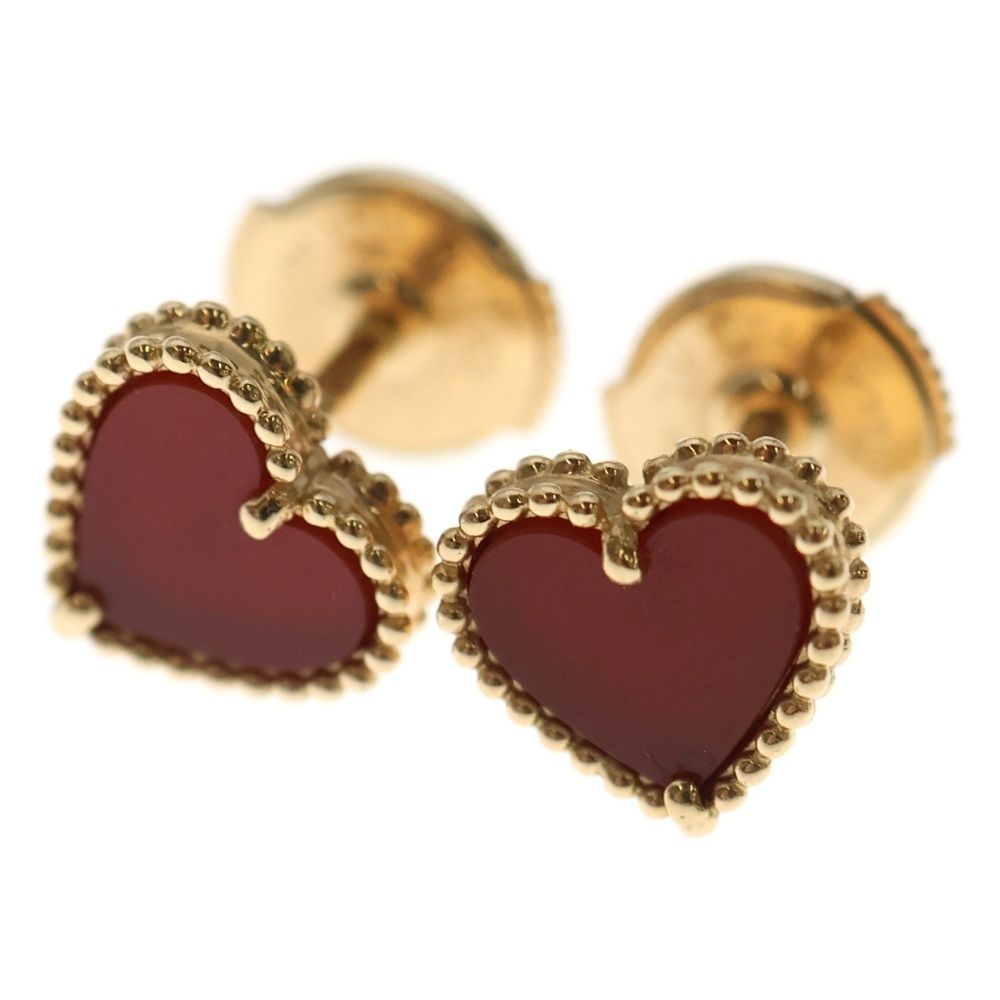 Van Cleef Arpels ヴァンクリーフアンドアーペル スウィートアルハンブラ カーネリアン ピアス ハート モチーフ K 18 Au 750 ゴールド