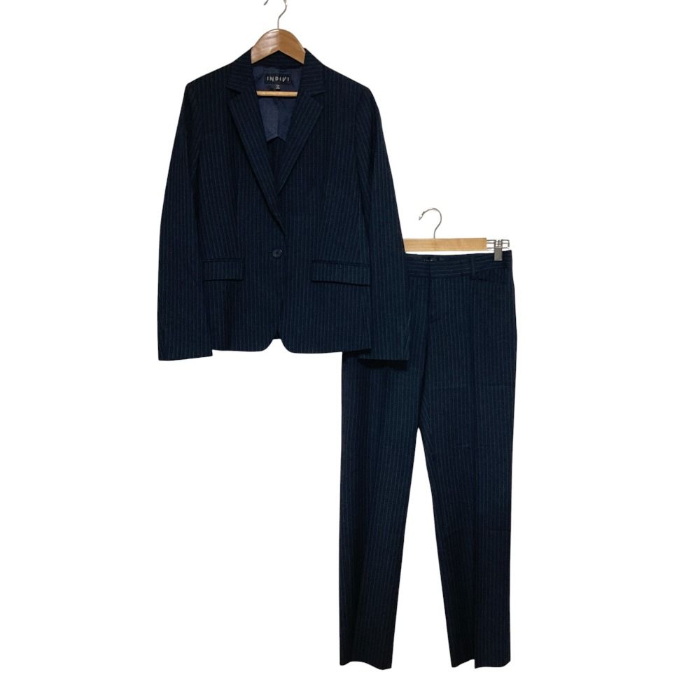 美品 INDIVI インディヴィ ストライプ ジャケット パンツ スーツ