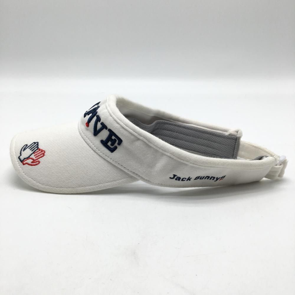 ジャックバニー サンバイザー 白×ネイビー 刺しゅう FR ゴルフウェア