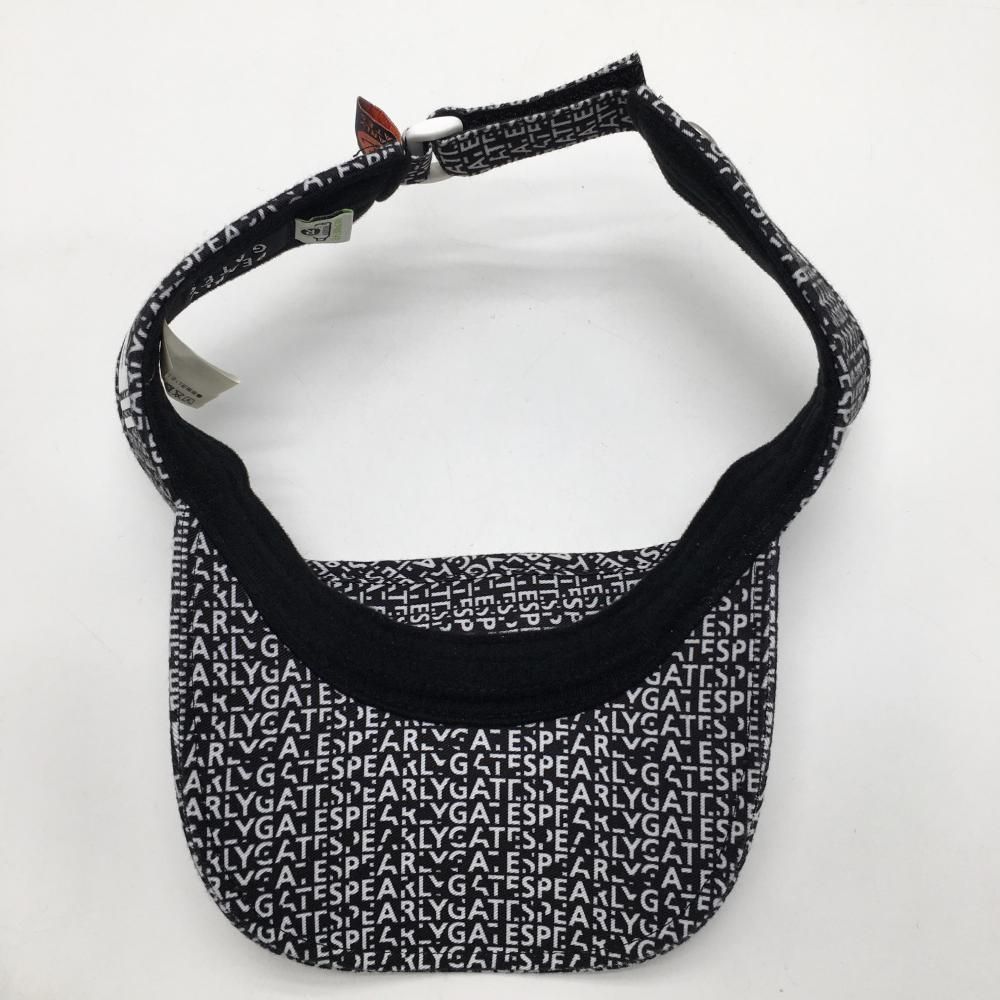 超美品】パーリーゲイツ サンバイザー ネイビー×白 ロゴ総柄 立体ロゴ