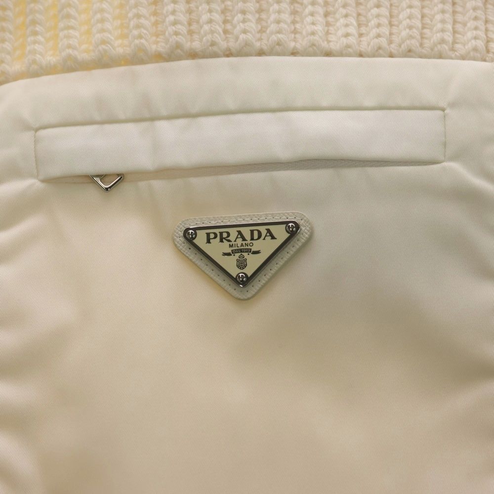 PRADA プラダ RE-NYLON 切り替えウールマフラー ホワイト UMS 354 S 202 1 WT 0