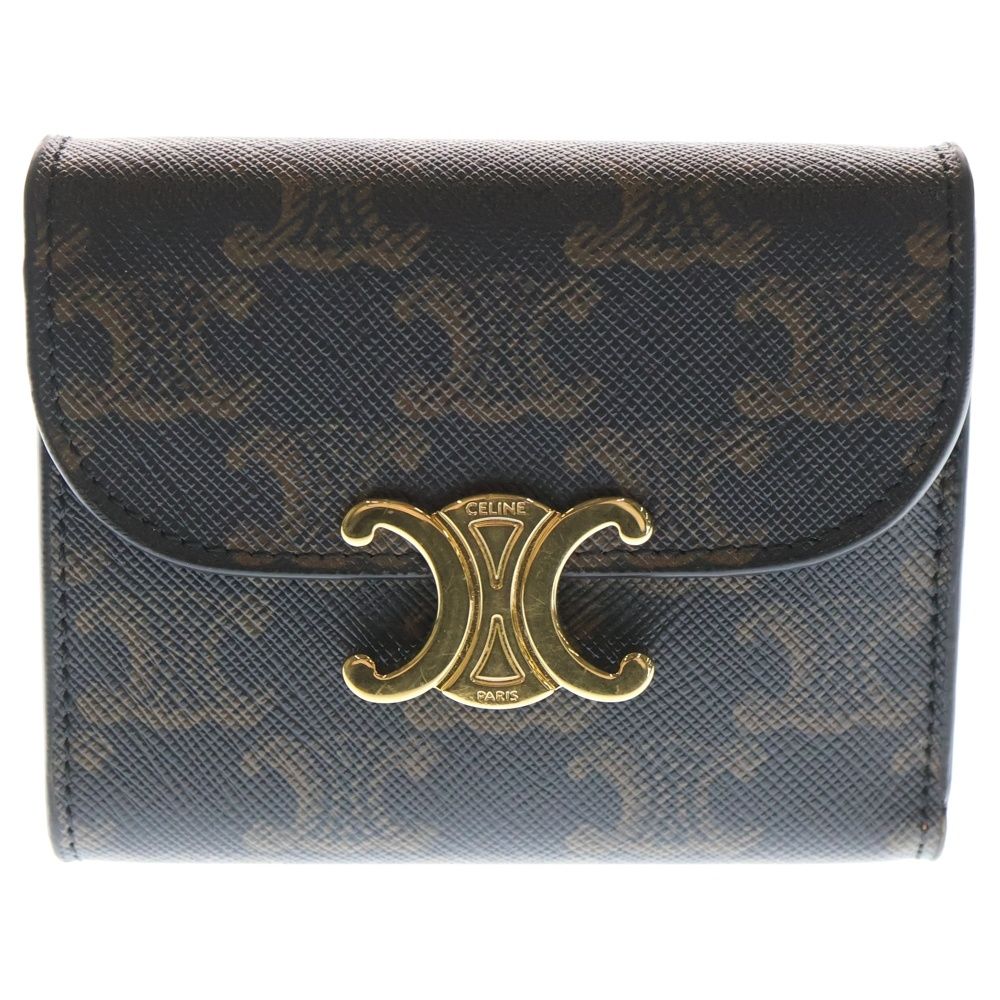 CELINE セリーヌ トリオンフ PVCレザースモールフラップウォレット 財布 ブラウン