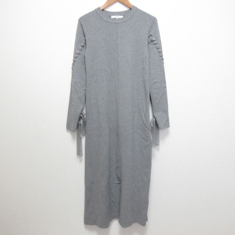 UN 3 D アンスリード ブレイドニットワンピース サイズ36 グレー レディース 古着
