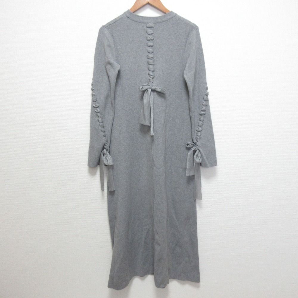 UN 3 D アンスリード ブレイドニットワンピース サイズ36 グレー レディース 古着