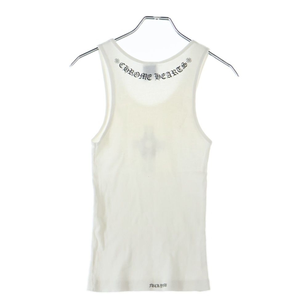 クロムハーツ リブタンク　クロス CHROME HEARTS (クロムハーツ) CHクロス ロゴ プリント ラインストーン