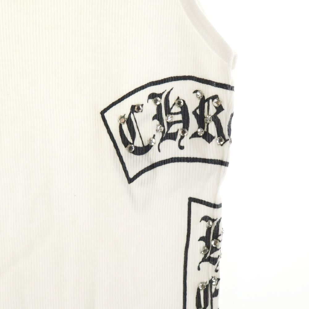 クロムハーツ リブタンク　クロス CHROME HEARTS (クロムハーツ) CHクロス ロゴ プリント ラインストーン