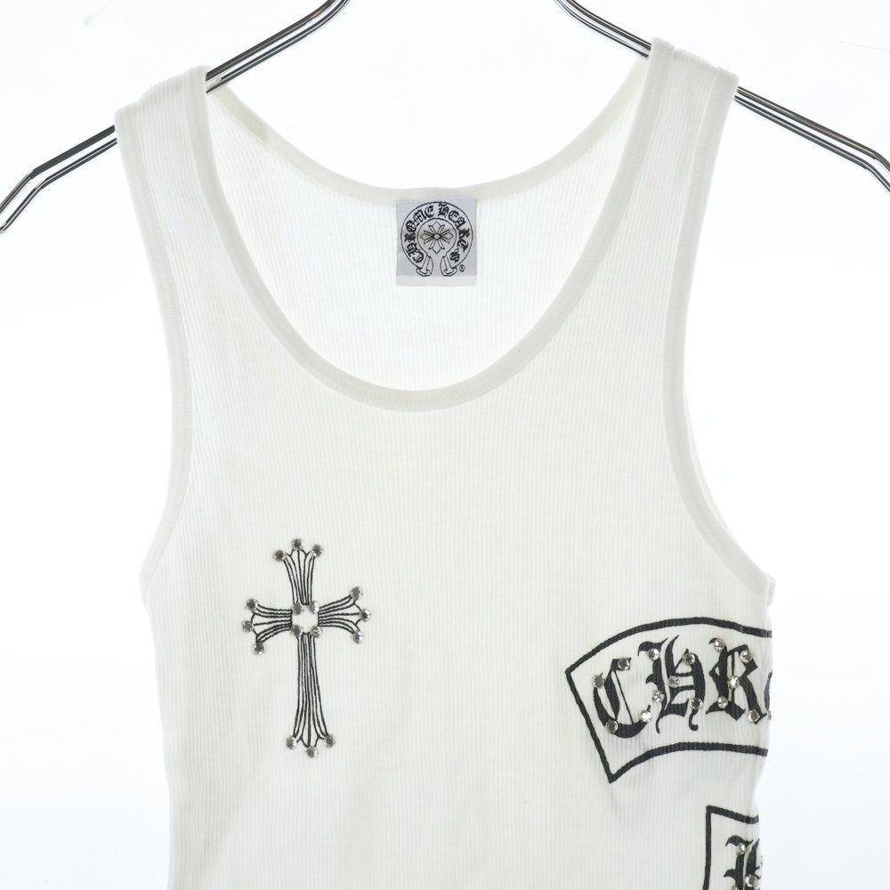 CHROME HEARTS (クロムハーツ) CHクロス ロゴ プリント ラインストーン