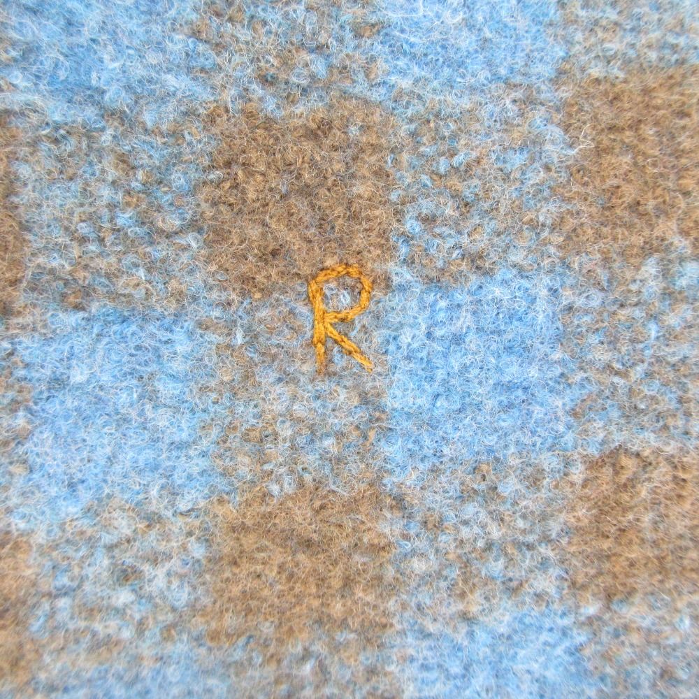 美品 45R フォーティファイブアール 縮絨ギンガムジャガードのマフラー