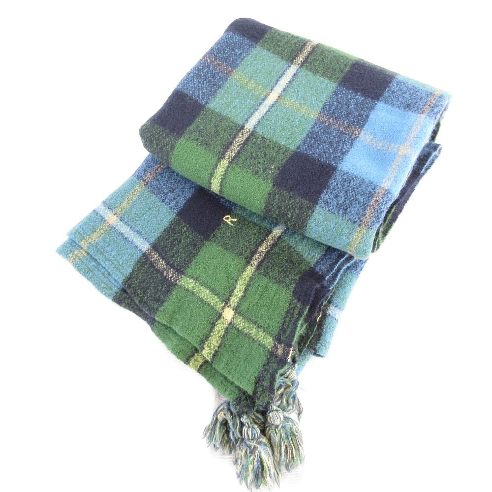 45 R フォーティファイブアール マドラスチェック インドウールのストール ショール ネイビー グリーン メンズ レディース 古着