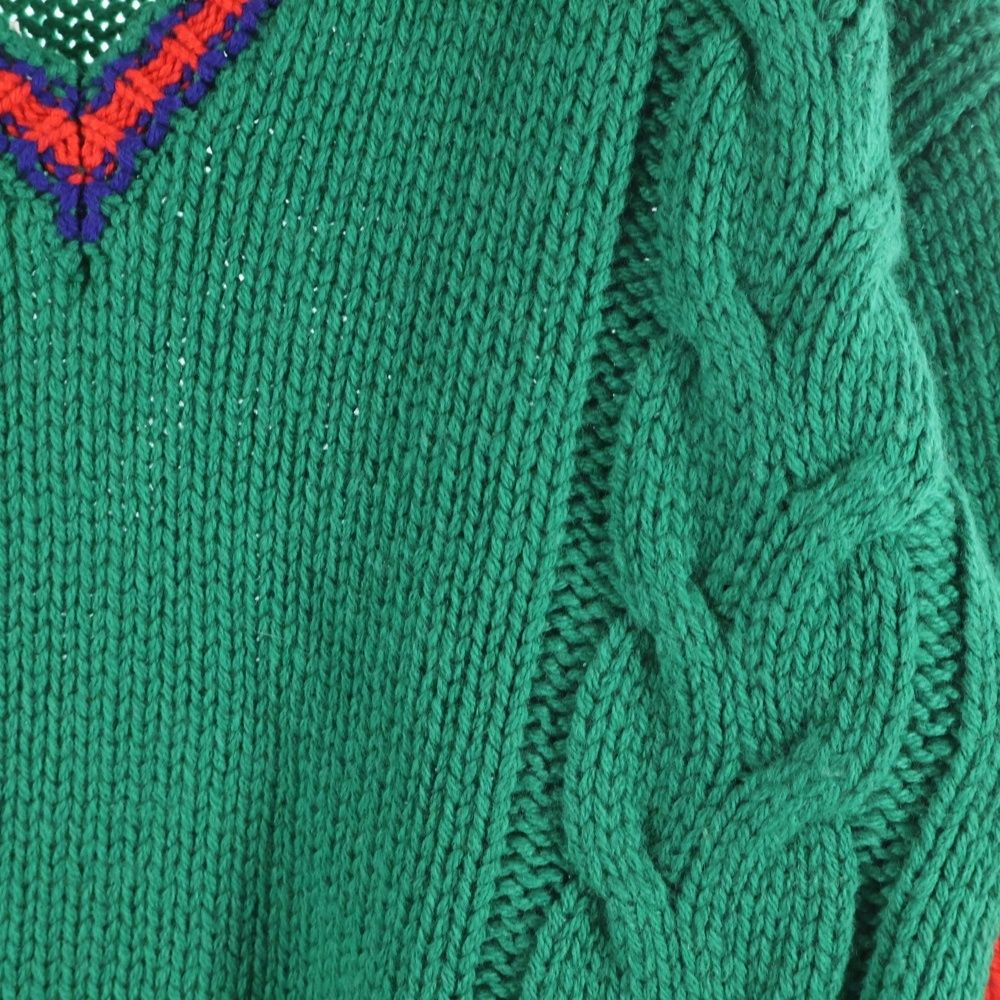 【未使用品】GUCCIグッチウールVネックセーター　XL GUCCI (グッチ) 20SS Wool V Neck Cable Knit Sweater ウールVネック