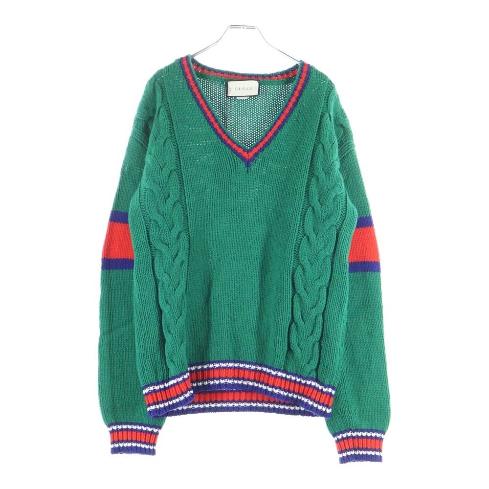 GUCCI (グッチ) 20SS Wool V Neck Cable Knit Sweater ウールVネック