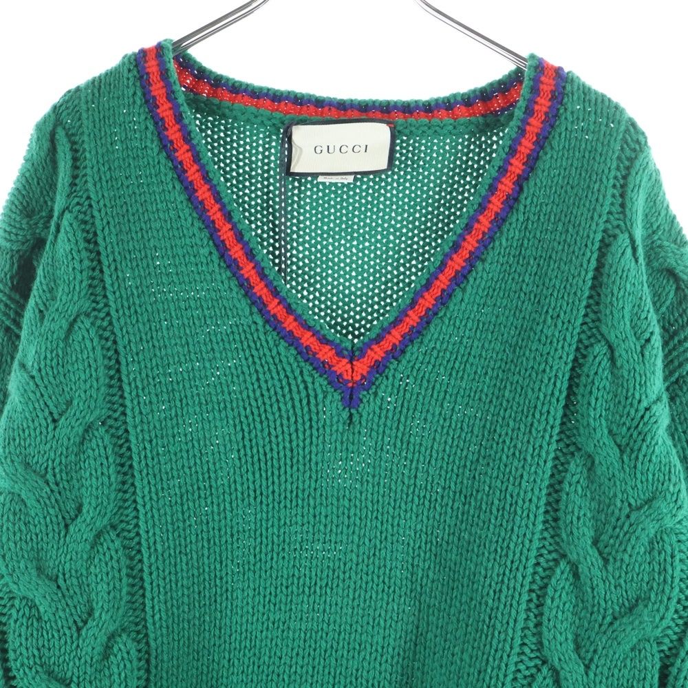 GUCCI (グッチ) 20SS Wool V Neck Cable Knit Sweater ウールVネック