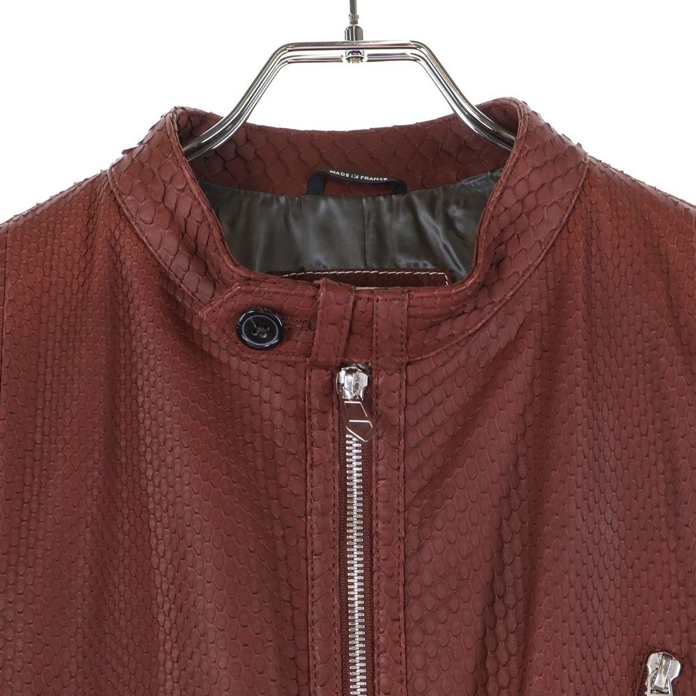 HERMES (エルメス) パイソンレザー ジップアップ シングル ライダース