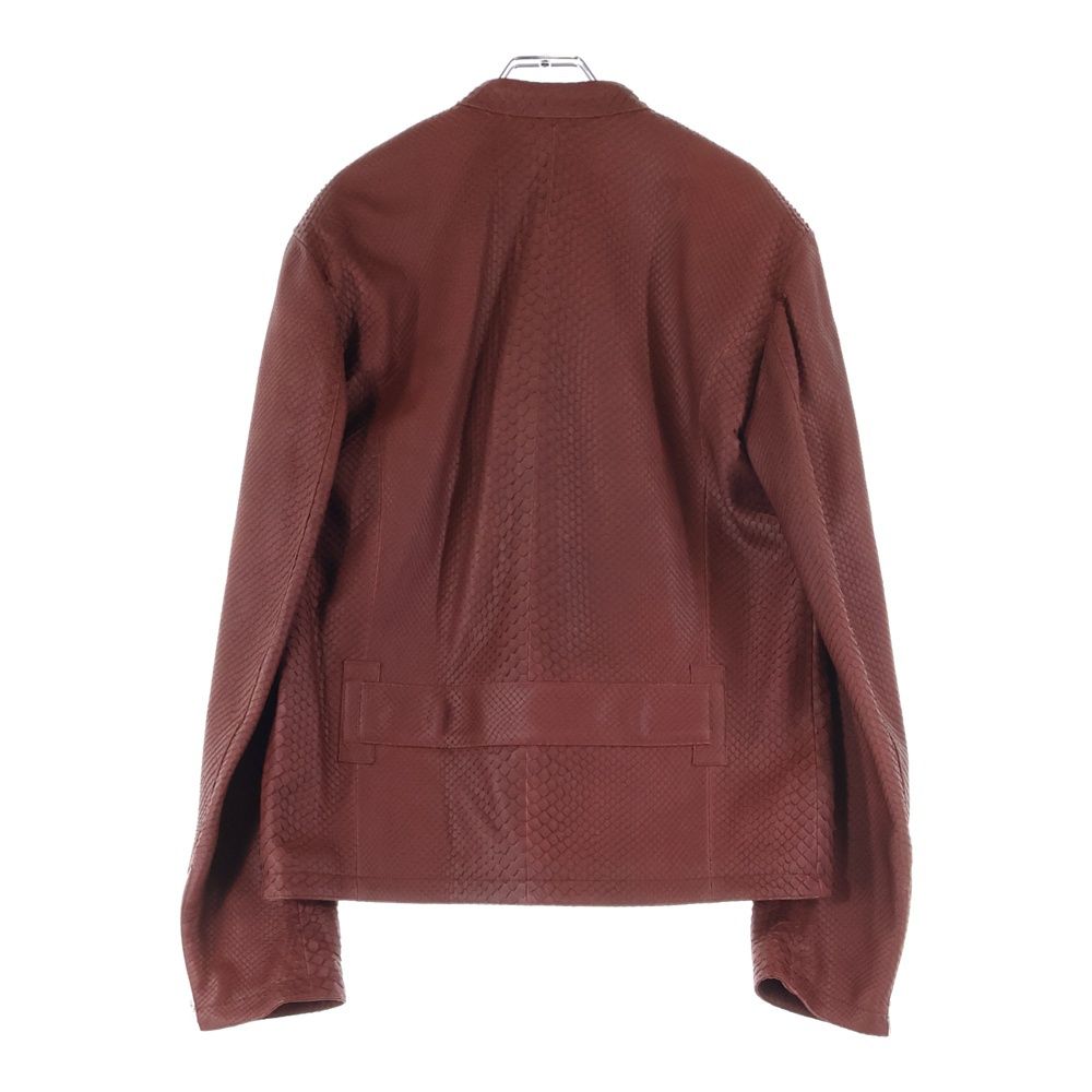 HERMES ブラウン ジャケット HERMES (エルメス) パイソンレザー ジップアップ シングル ライダース