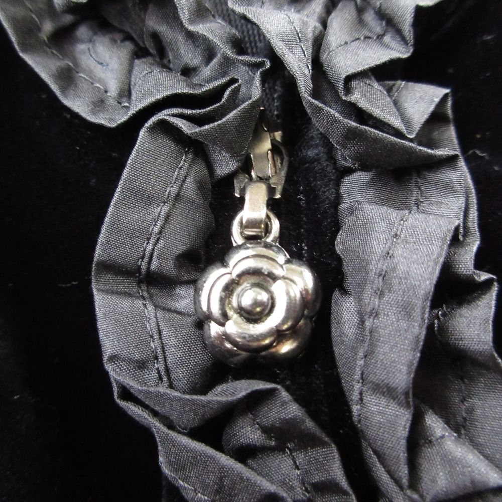 美品 Rene ルネ ジップアップ フリル ベロアパーカー 34 ブラック