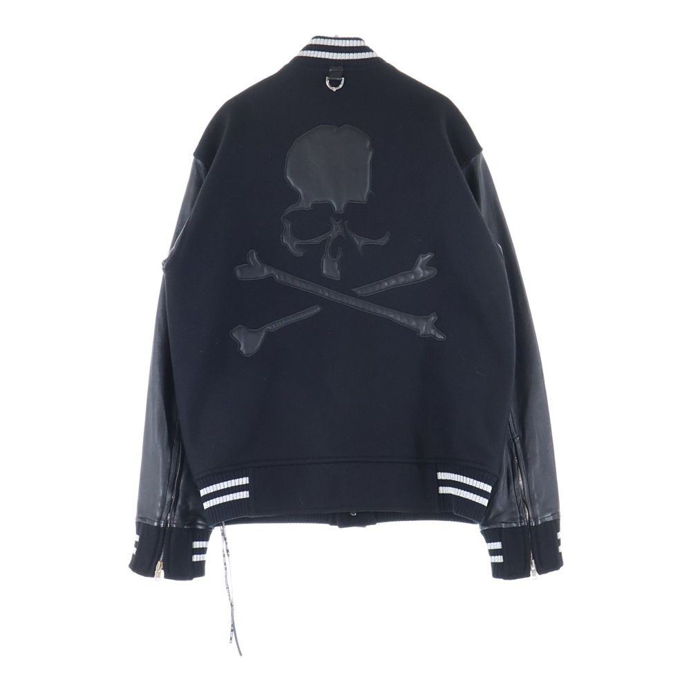 mastermind JAPAN マスターマインドジャパン WORLD LEATHER VARSITY JACKET バックスカル袖レザー切替カシミヤジャケット スタジャン MW 18 S 01-BL 005 ブラック
