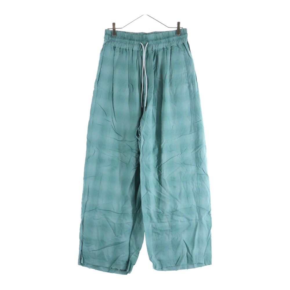 ANCELLM アンセルム RAYON EASY SLACKS レーヨン イージースラックス チェックパンツ グリーン ANC PT 22