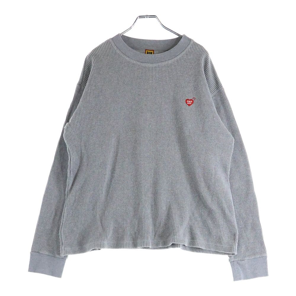 HUMAN MADE (ヒューマンメイド) ハートロゴ刺繍 サーマルニット クルー