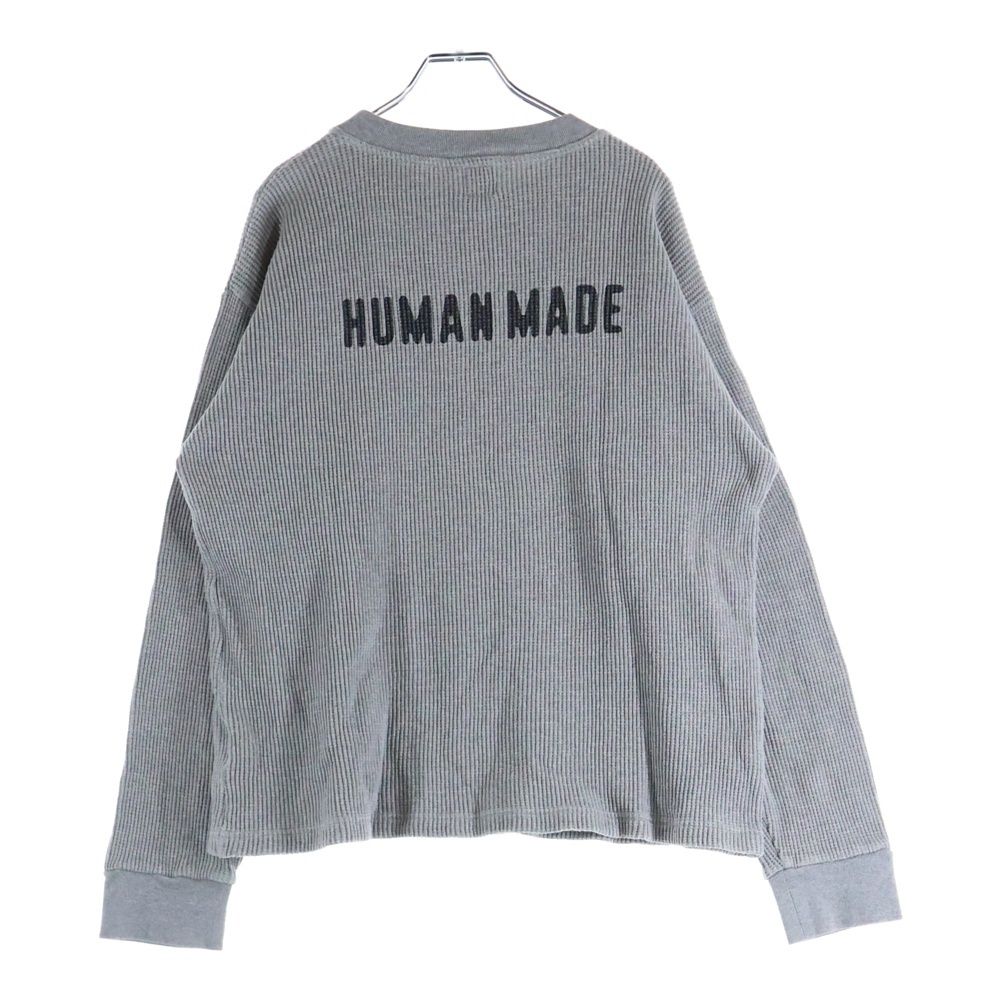 HUMAN MADE (ヒューマンメイド) ハートロゴ刺繍 サーマルニット クルー