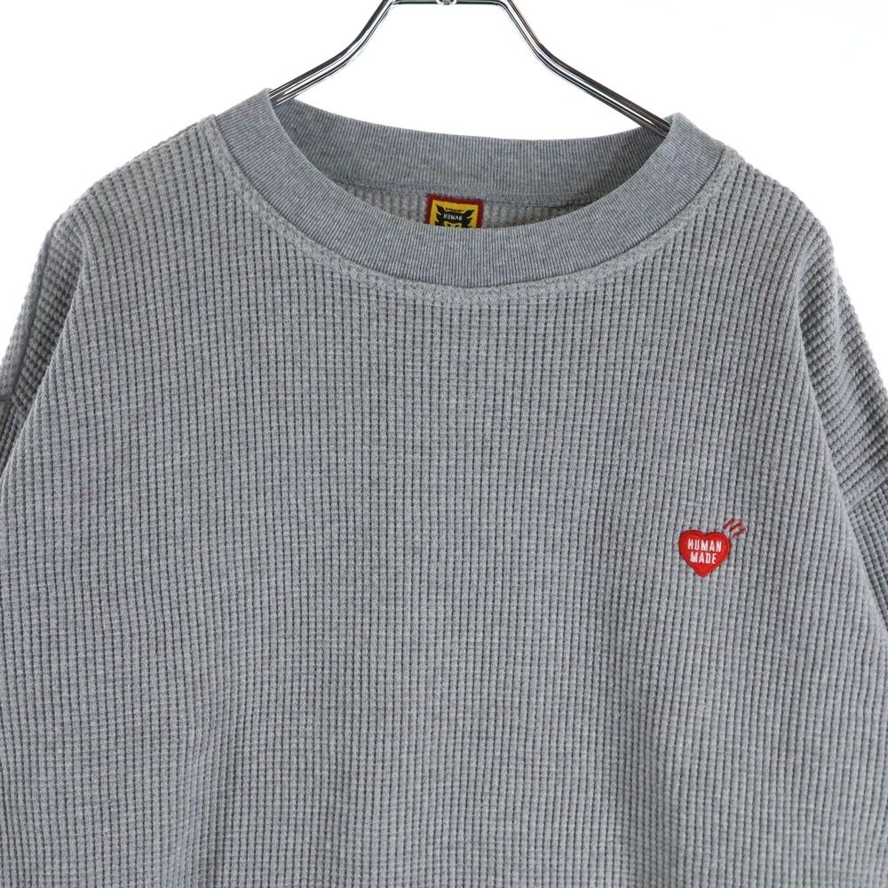 HUMAN MADE (ヒューマンメイド) ハートロゴ刺繍 サーマルニット クルー