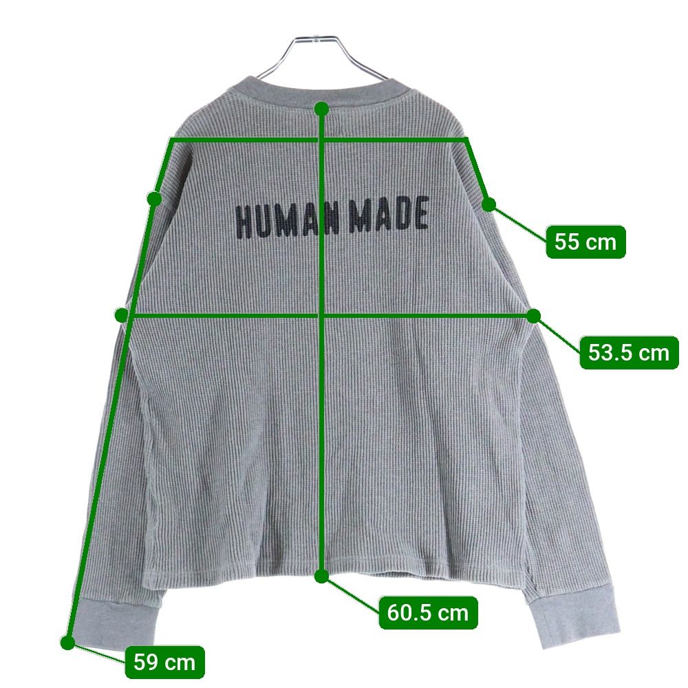 HUMAN MADE (ヒューマンメイド) ハートロゴ刺繍 サーマルニット クルー