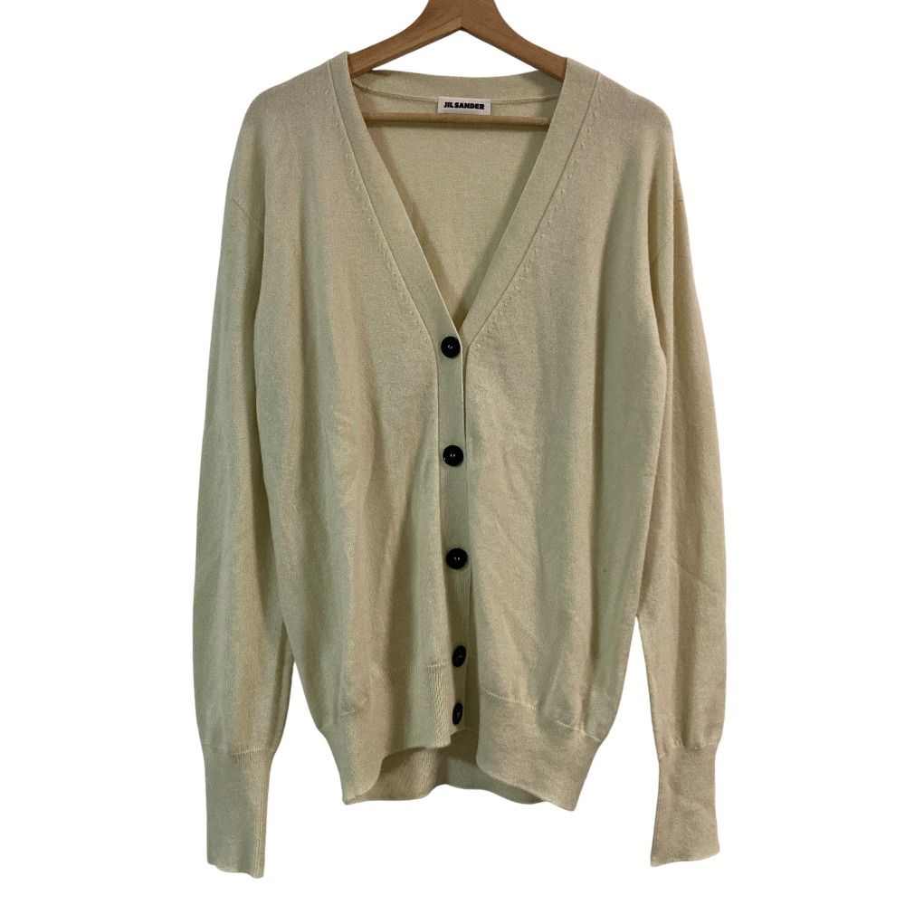 美品 ジルサンダー カシミヤ Vネック カーディガン 白蝶貝ボタン ネイビー M 美品 ジルサンダー カシミヤ Vネック カーディガン 白蝶貝ボタン