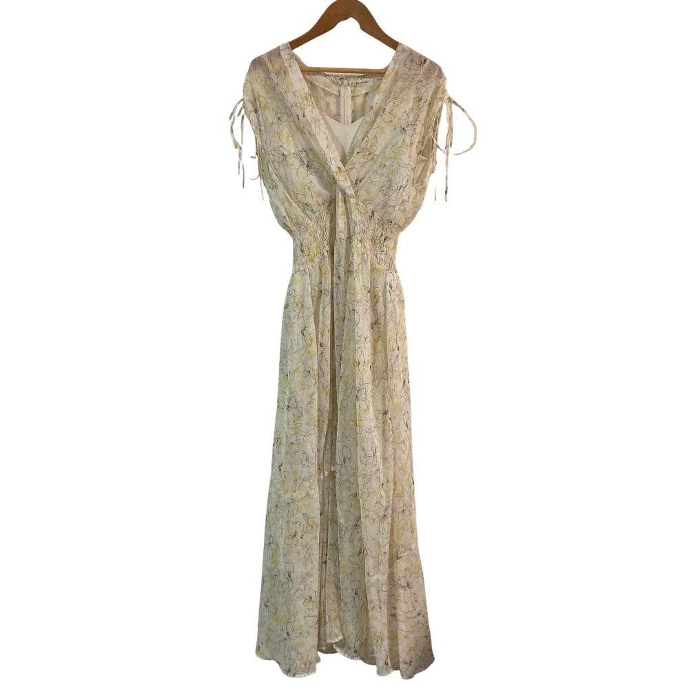 FRAY I.D ラインフラワープリントカシュワンピース　イエロー 美品 25SS FRAY I.D フレイアイディー ラインフラワープリント カシュ