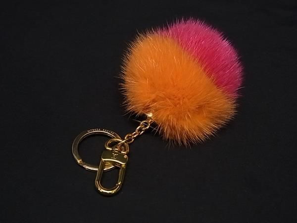 LOUIS VUITTON ルイヴィトン M 78624 ファー ボンボン キーホルダー バッグチャーム ピンク系×オレンジ系 FU 7784