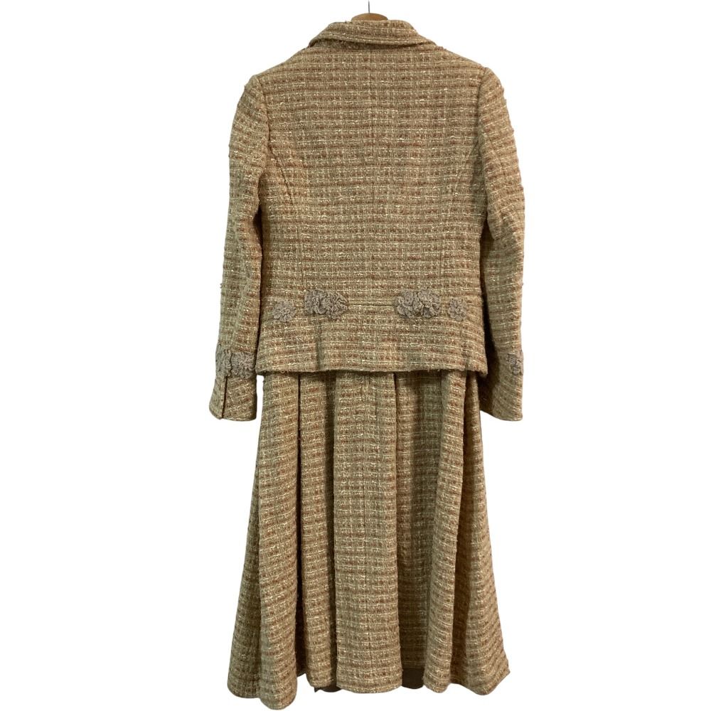 インゲボルグ ツイード ジャケット ワンピース アンサンブル セットアップ サイズ9 ピンク ベージュ レディース 古着