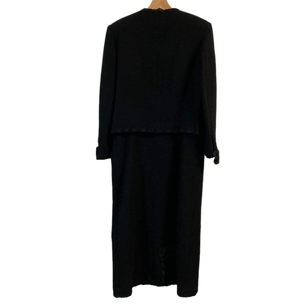 KANEKO ISAO カネコイサオ リボン ウール ジャケット ワンピース アンサンブル セットアップ ブラック レディース 古着