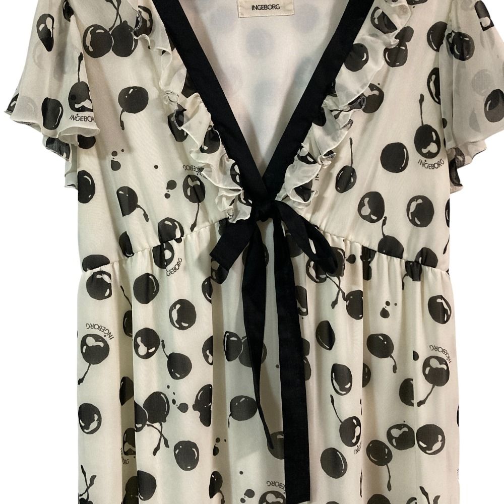 美品 INGEBORG インゲボルグ フルーツ柄 フリル ワンピース サイズ9