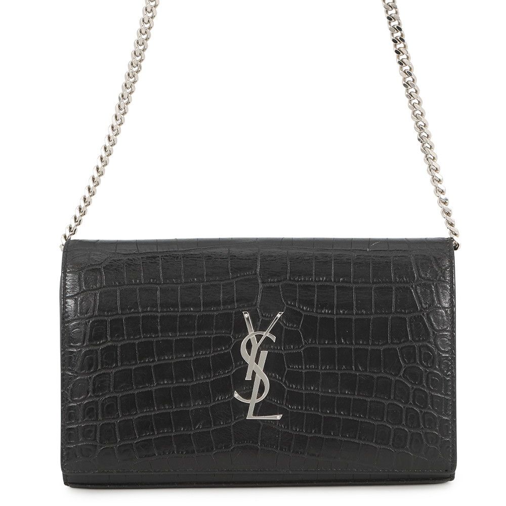 サンローランパリ チェーンウォレット クロコ型押しレザー 377829 SAINT LAURENT PARIS 財布 黒