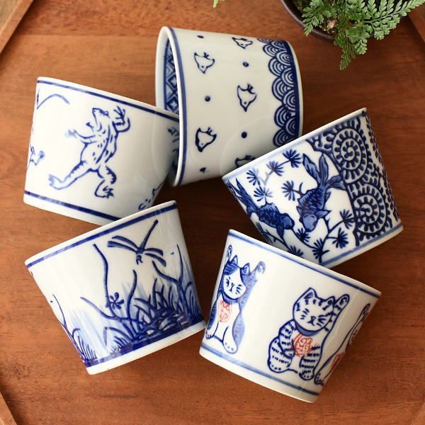 蕎麦猪口 5個セット フリーカップ そばちょこ セット 磁器 陶器 蕎麦