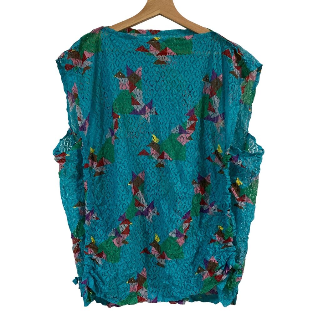 me ISSEY MIYAKE イッセイミヤケ メッシュ ニット プルオーバー カットソー ブラウス ブルー レディース 古着