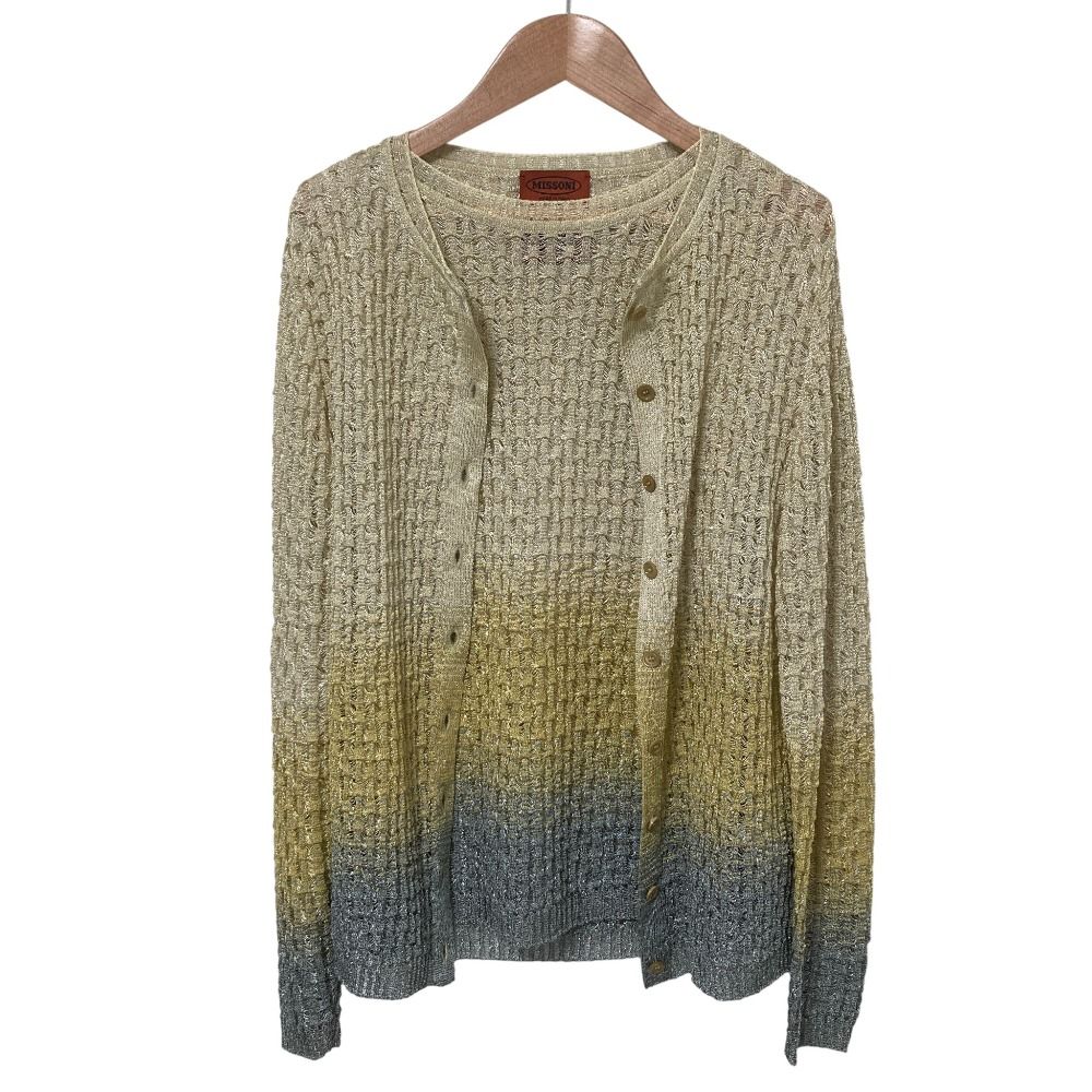 美品 MISSONI ミッソーニ グラデーション クルーネック カーディガン