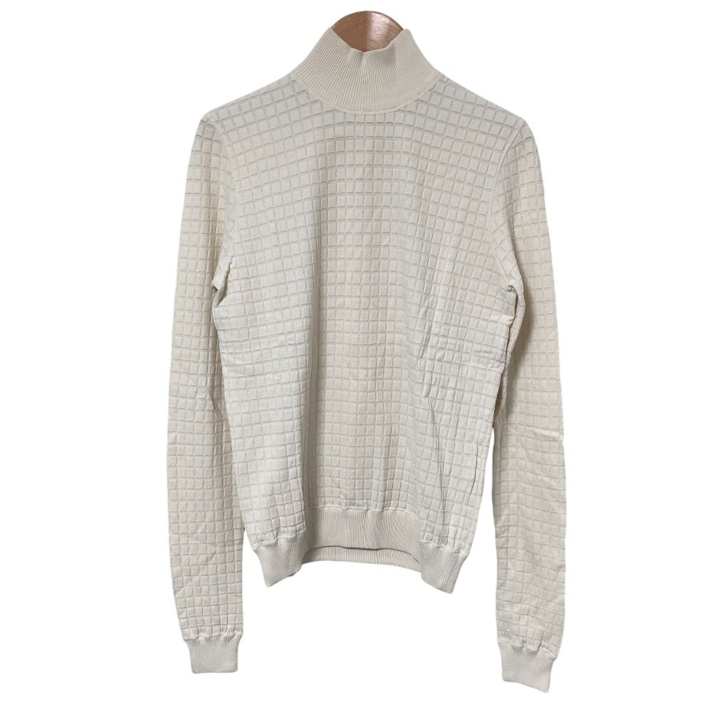 JIL SANDER ジルサンダー ワッフル柄 ハイネック ニットカットソー ホワイト レディース 古着