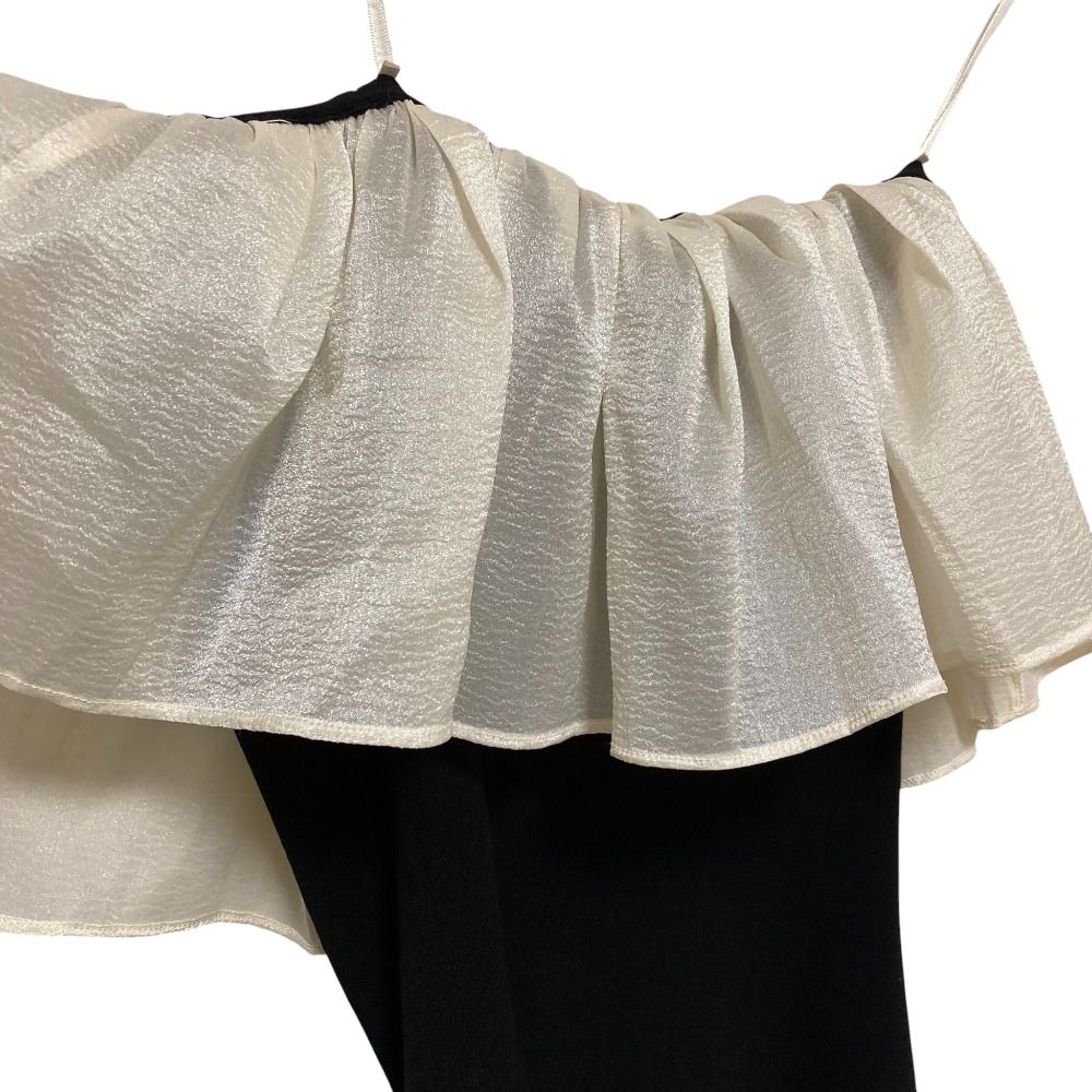 24 AW SNIDEL スナイデル オフショルダー ドッキング ニットワンピース フリーサイズ ブラック ホワイト レディース 古着