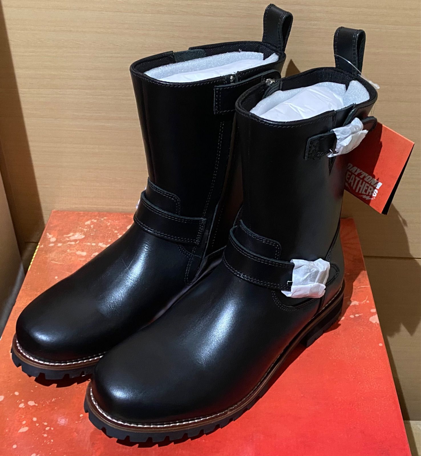 デイトナ ライディングブーツ エンジニアブーツ 26㎝ 本革 牛革 シフトパッド内蔵 サイドジップ HBS 004 ブラック 26 0 cm 96981 Daytona ブーツ