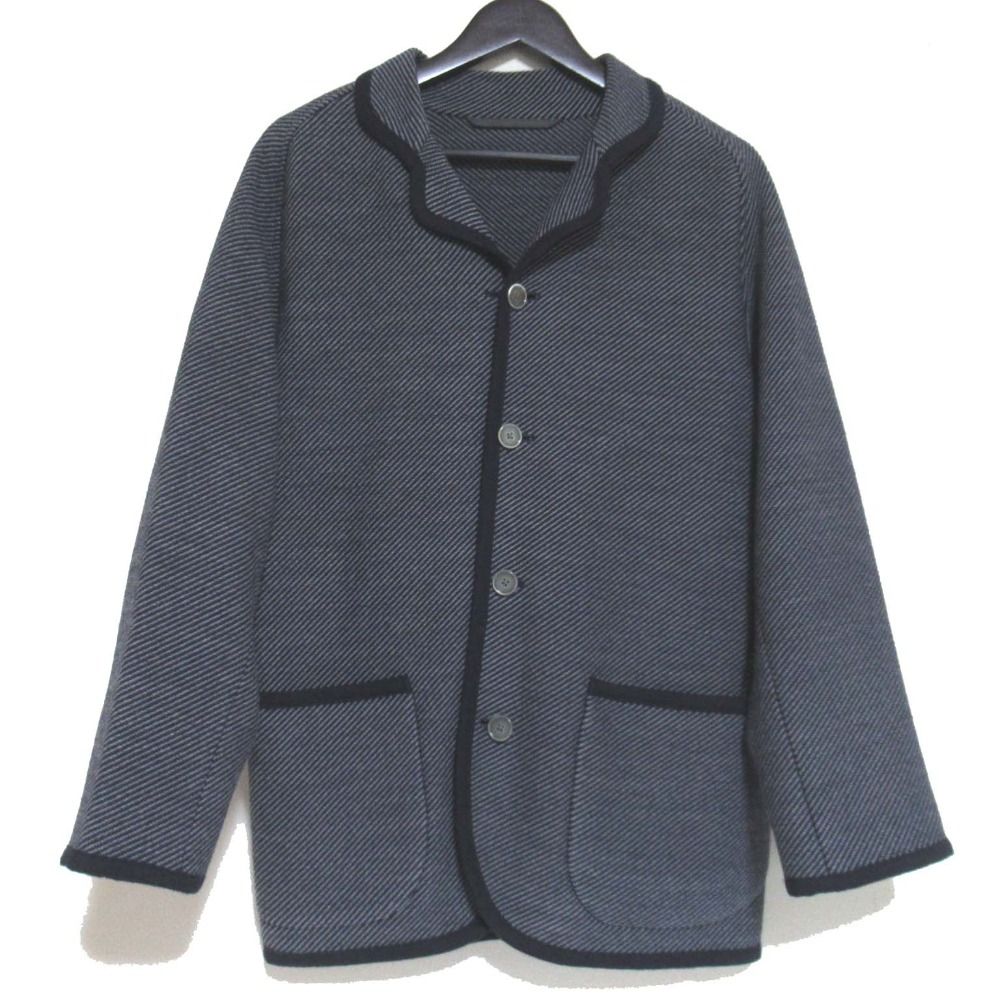 コヒーレンス MILLER SACK パイピング ウールジャケット 0339 08 00310 Mサイズ ネイビー ホワイト メンズ 古着