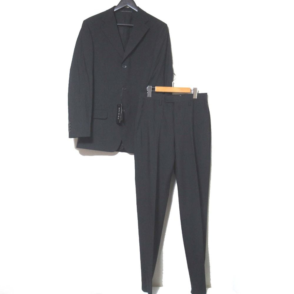 GUCCI グッチ トムフォード期 シングル テーラードジャケット スラックスパンツ スーツ セットアップ サイズ46 チャコールグレー メンズ 古着