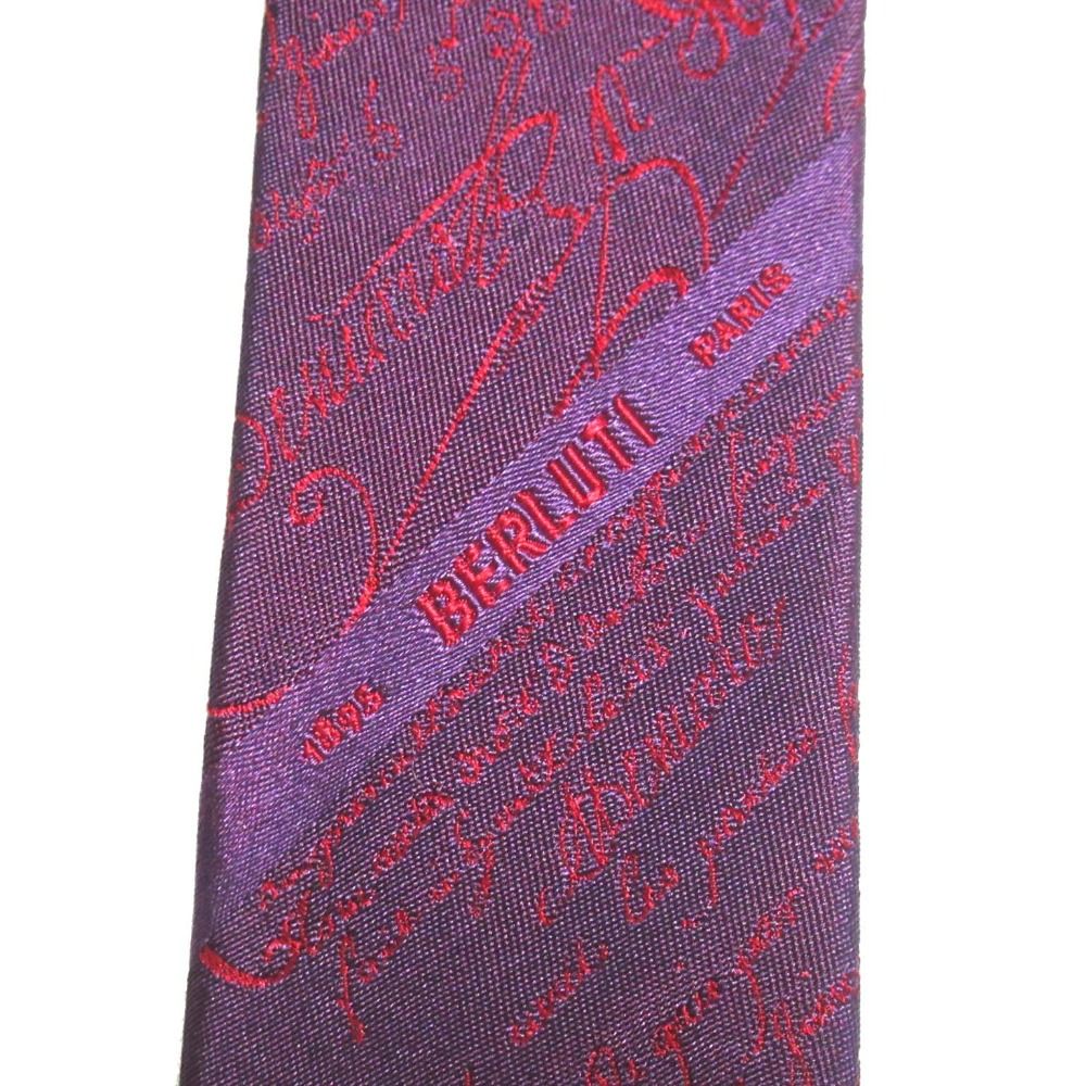 美品 Berluti ベルルッティ カリグラフィー シルク ネクタイ
