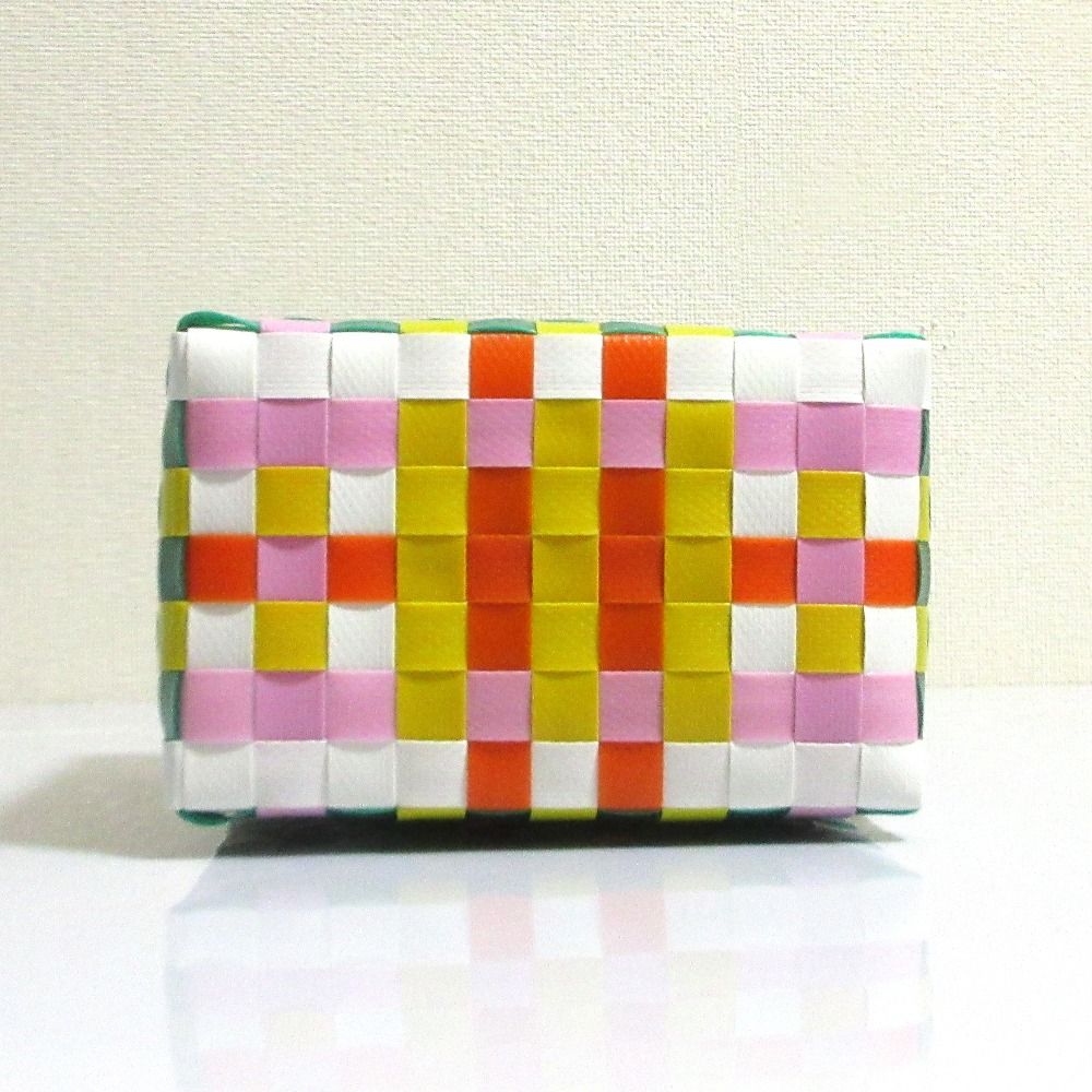  MARNI マルニ マイクロバスケットバッグ ハンドバッグ グリーン イエロー ホワイト レディース 古着 かごバッグ バッグ