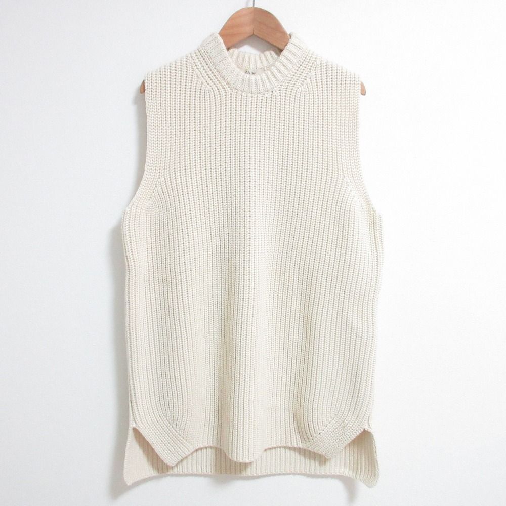 CELINE セリーヌ フィービー期 アメリカンスリーブ カシミアシルクニットセーター XS アイボリー レディース 古着