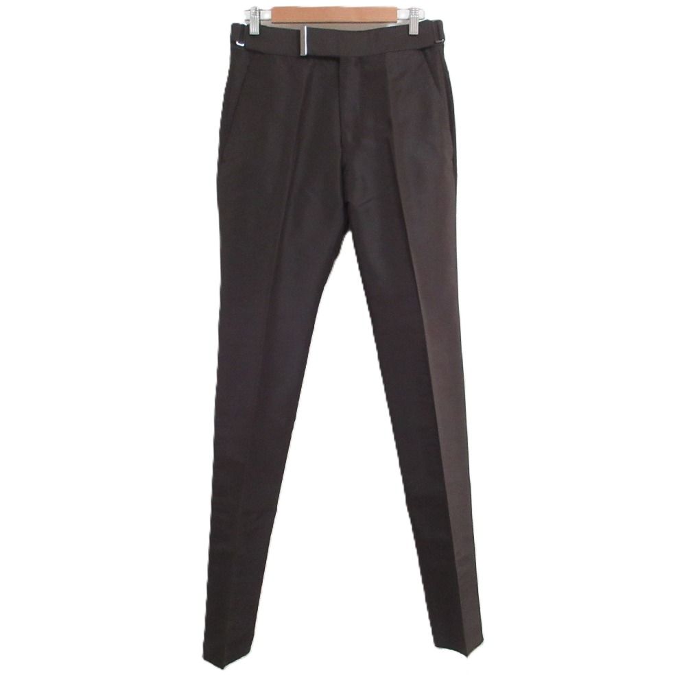 TOM FORD トムフォード シルクトラウザーズ パンツ 61004 J 7 44 Rサイズ ダークグレー メンズ 古着