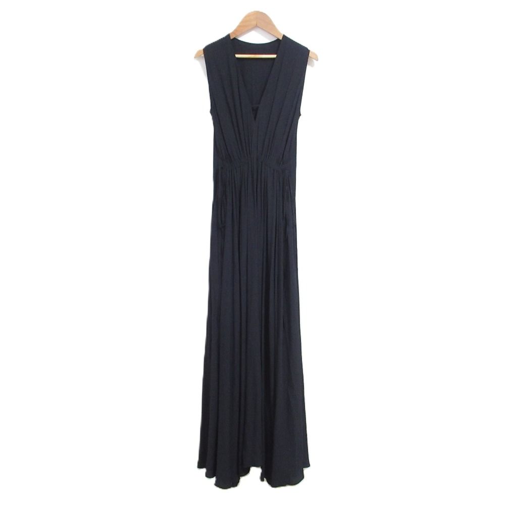 N°21 ヌメロヴェントゥーノ ノースリーブ ギャザー ドレス ワンピース 22 I-H 141-5111 ネイビー レディース 古着