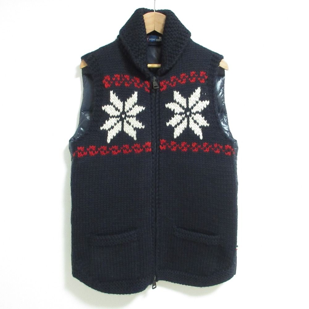 MONCLER モンクレール MAGLIONE TRICOT GILET カウチン ニット ダウンベスト S ネイビー レディース 古着