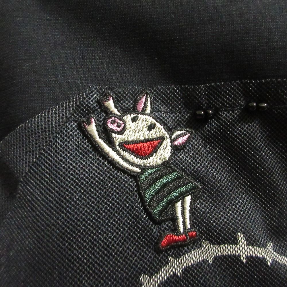 OLLEBOREBLA ALBEROBELLO オレボレブラ アルベロベロ ぶたさん ビジューメッシュ キーネックカットソー サイズM ブラック レディース 古着