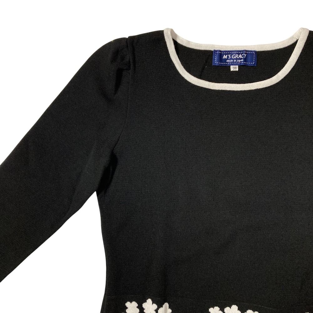 美品 M'SGRACY エムズグレイシー パフスリーブ バイカラーニット