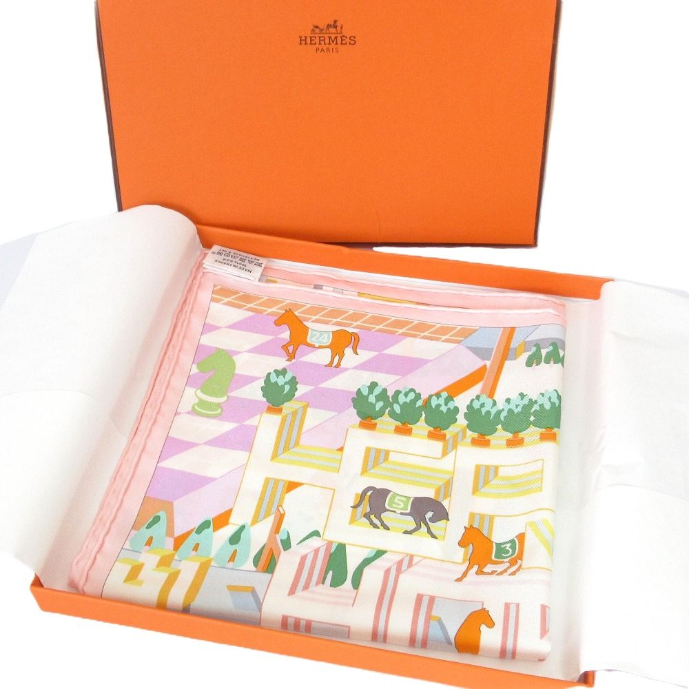 HERMES エルメス ホースクラブ カレ45 ガヴロッシュ スカーフ ピンク レディース 古着